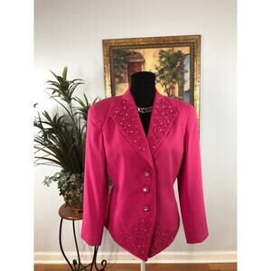 Nolan Miller Blazer Women 8 Hot Pink Embellished Legally Blonde Holiday Party